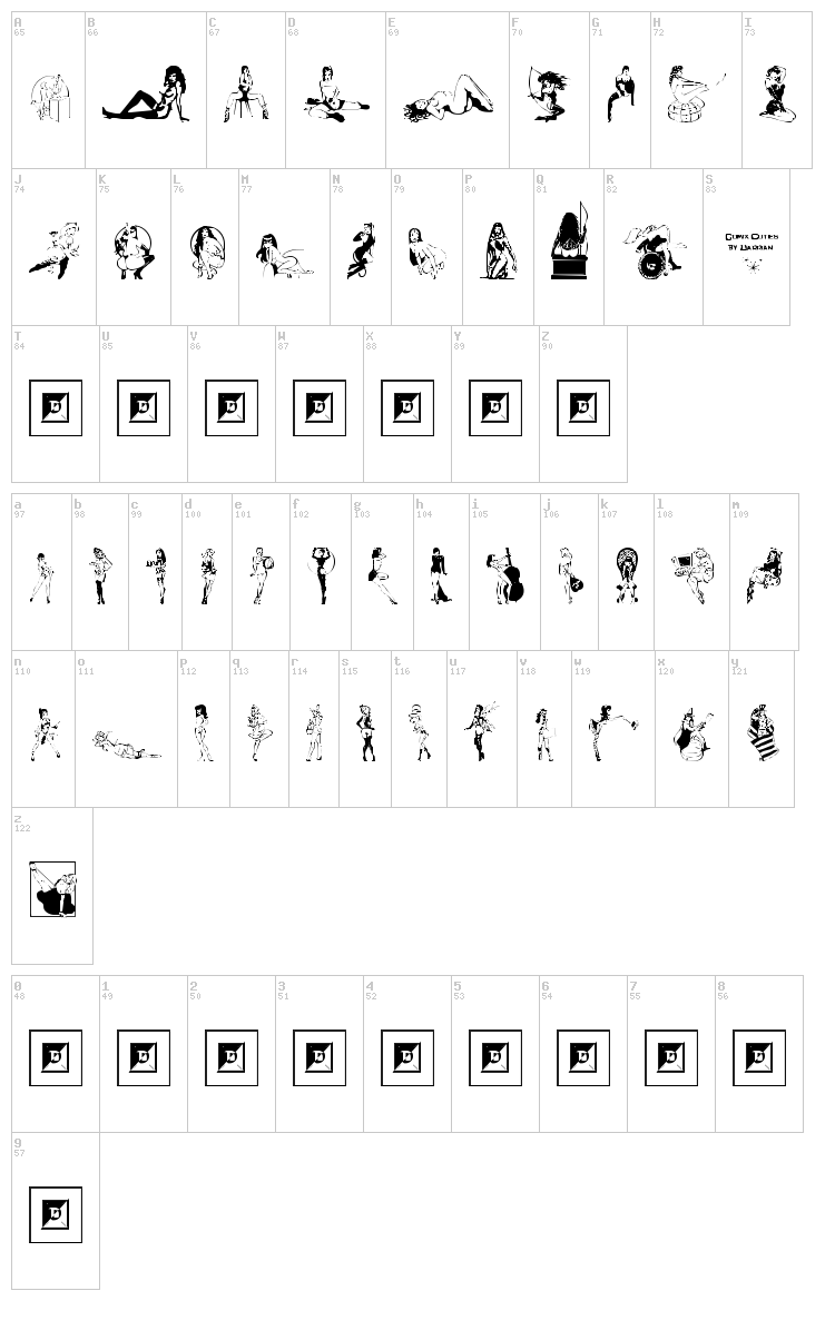 Comix Cuties font map
